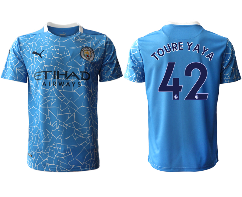 Men 2020-2021 club Manchester City home aaa version #42 blue Soccer Jerseys->manchester city jersey->Soccer Club Jersey